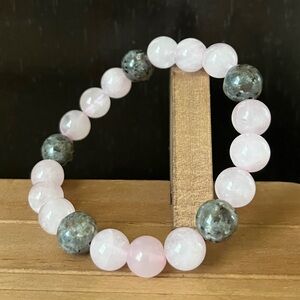Rose Quartz & Yooperite 10mm Natural Stone Crystal Beaded Stretch Bracelet